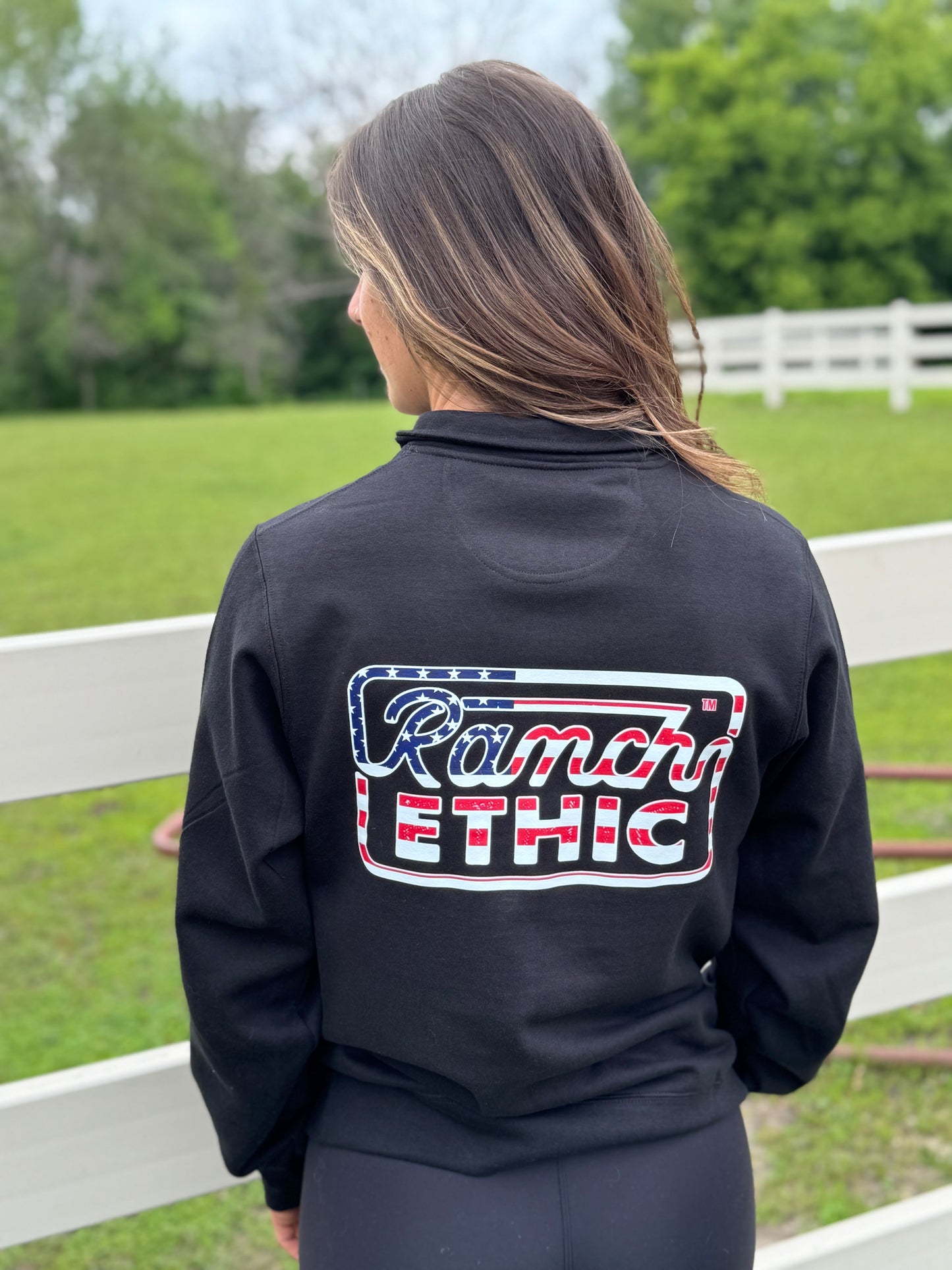 Black with Red White and Blue Logo Quarterzip
