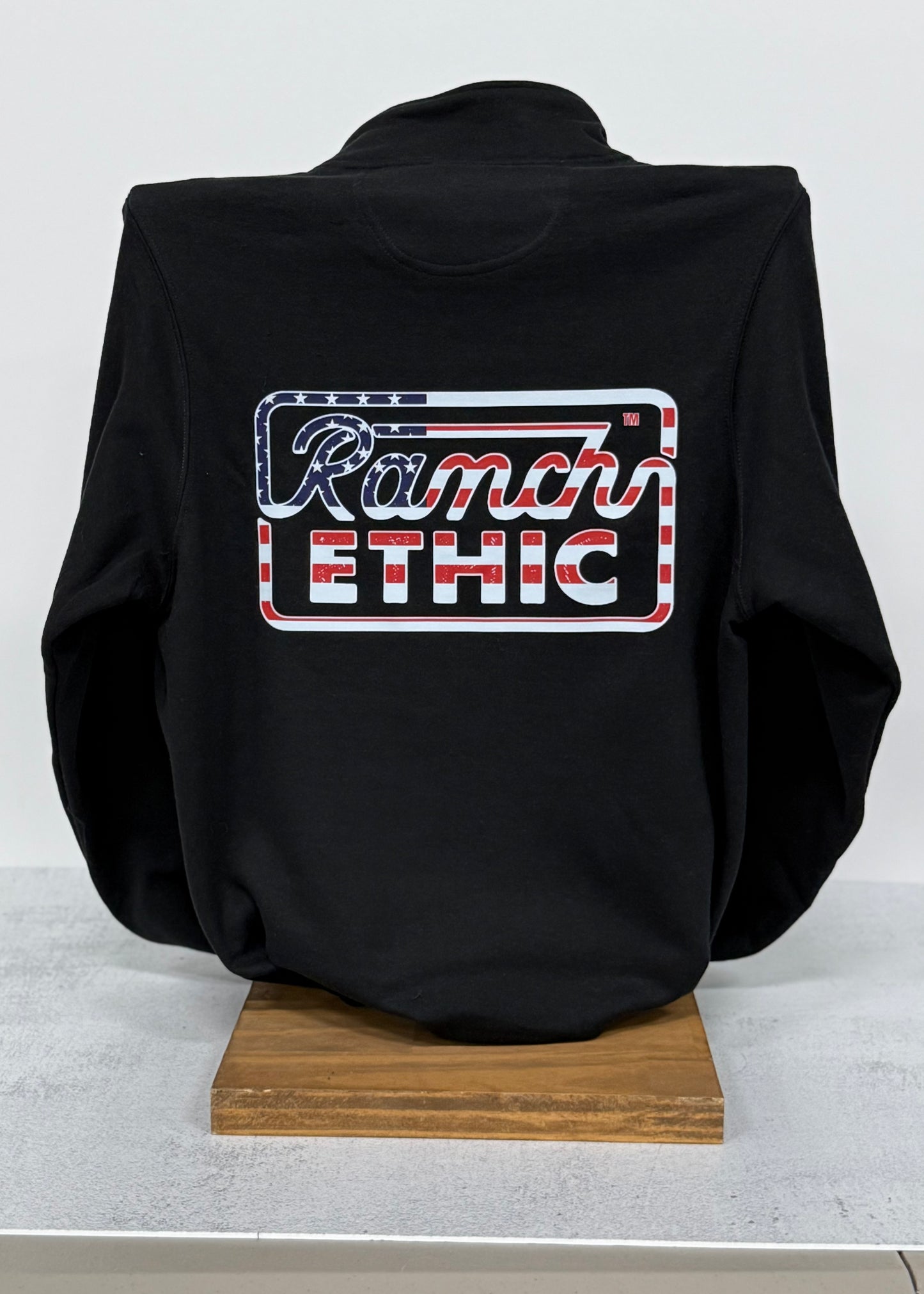 Black with Red White and Blue Logo Quarterzip