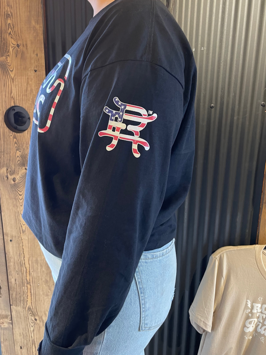 Black with Red White and Blue Logo Long Sleeve