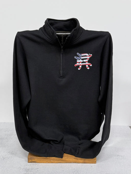 Black with Red White and Blue Logo Quarterzip