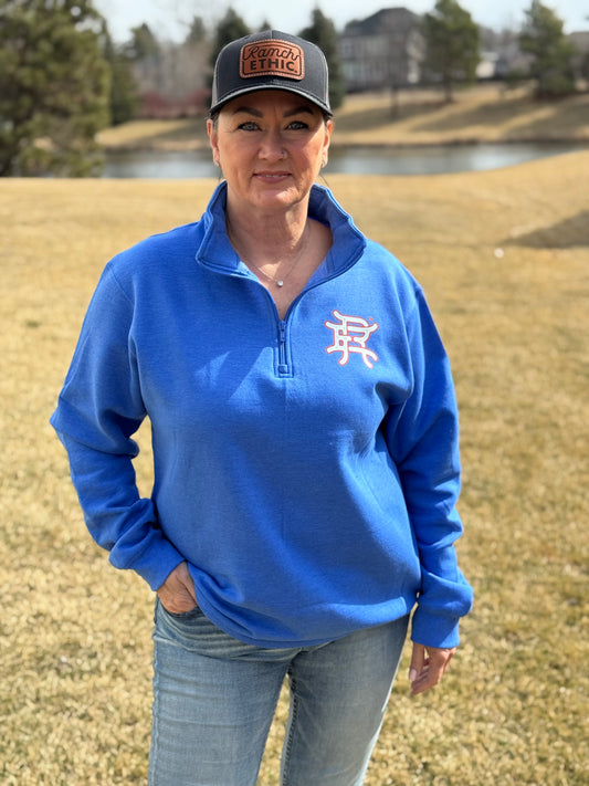 Heather Royal Logo Quarterzip