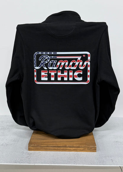 Black with Red White and Blue Logo Quarterzip
