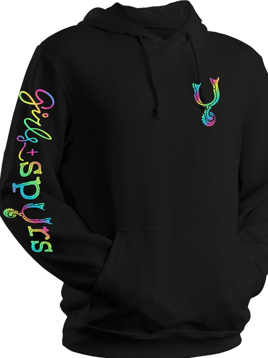 Girls + Spurs™ Rainbow Logo Black Hoodie